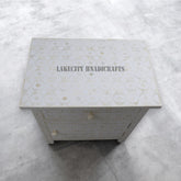 Bone Inlay Quote Design 1 Drawer 1 Door Side Cabinet White